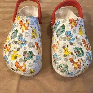 Crocs Kids White Pokémon Print Slip-On Clogs with Red Strap